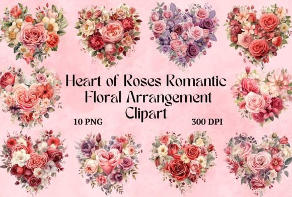 Download Heart Roses Romantic Floral Arrangement - Romantic Collection