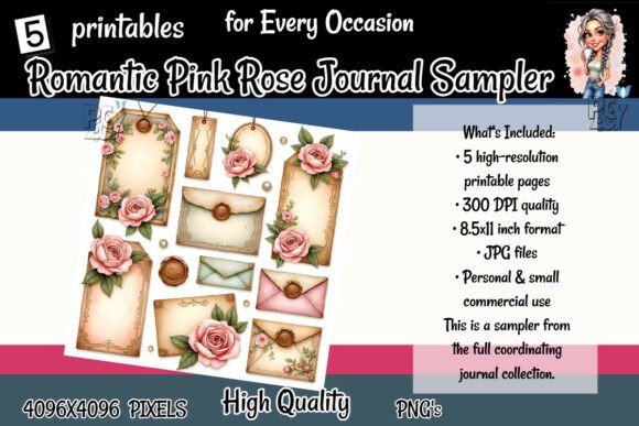 Download Romantic Pink Rose Journal Sampler - Romantic Collection