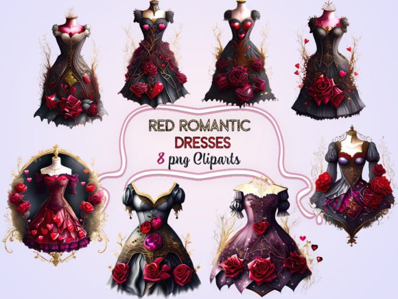 Download Red Romantic Dresses Sublimation Clipart - Romantic Collection