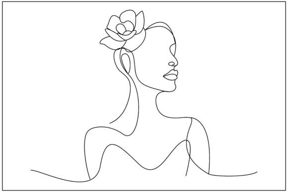 Download Romantic Floral Woman Line Art - Romantic Collection