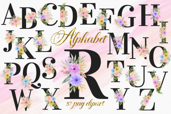 Download Romantic Floral Alphabet Numbers Clipart - Romantic Collection