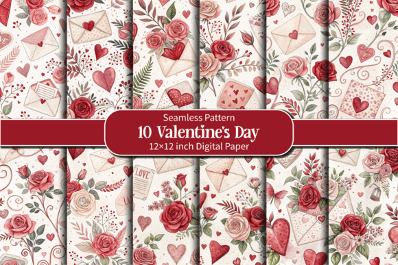 Download Romantic Hearts, Roses Valentine Pattern - Romantic Collection