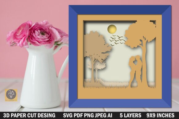 Download Romantic Couple Paper Cut Shadow Box - Romantic Collection