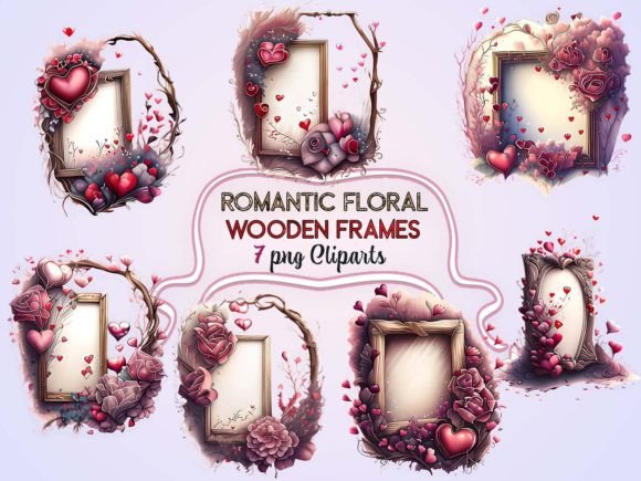 Download Romantic Floral Wooden Frames Clipart - Romantic Collection